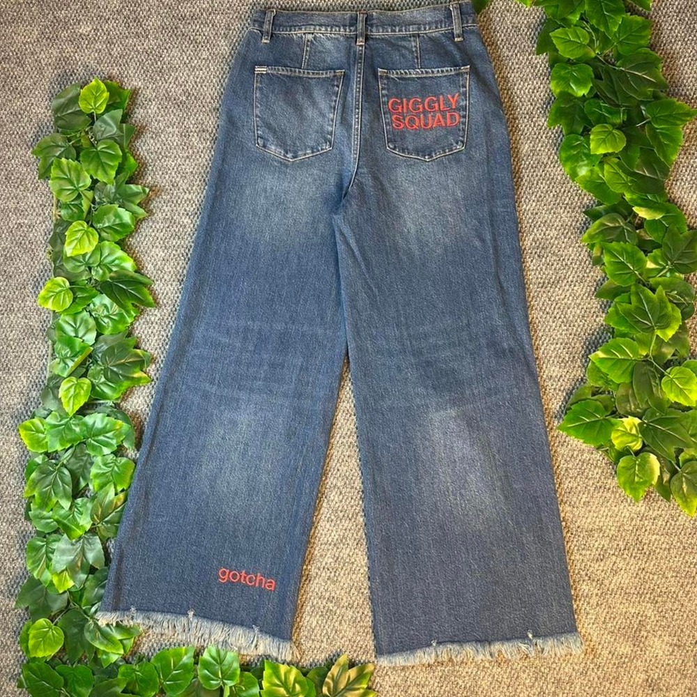 Alice + Olivia Emory Wide Leg Raw Hem Jeans Designer Denim